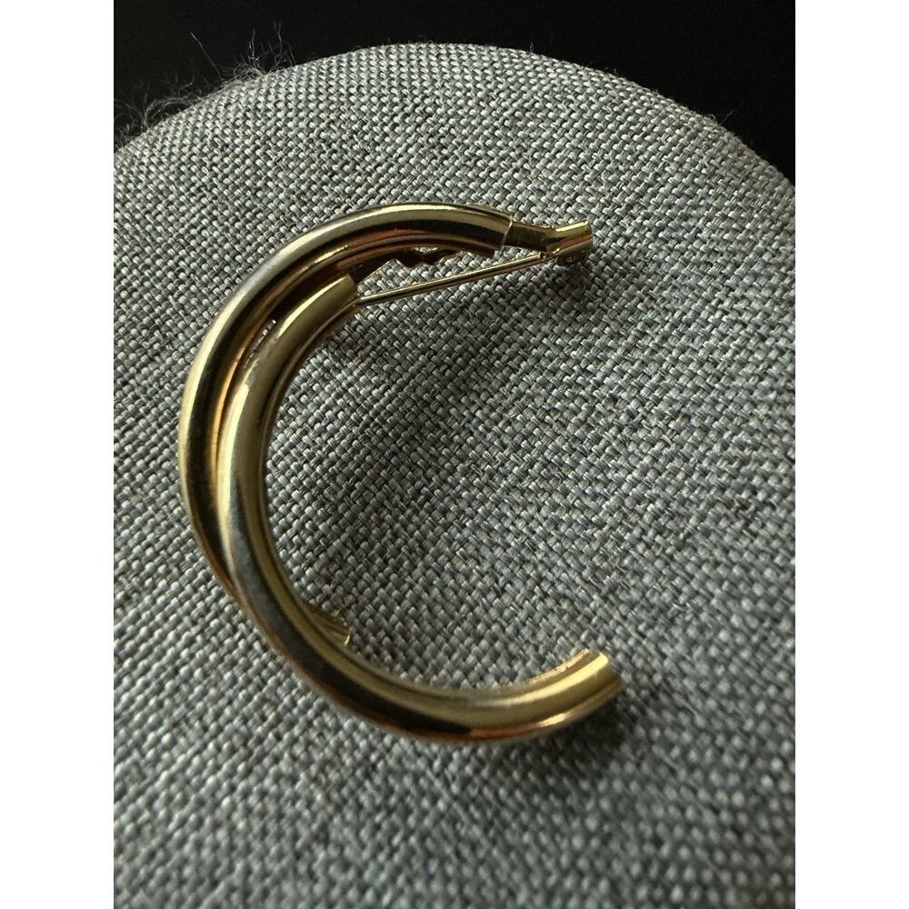Vintage Gold Tone Modernist Abstract Scarf Brooch Lapel Pin Career Capsule Artsy